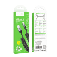 Кабель HOCO USB - Lightning X121, 2.4А, витой кабель, тканевая оплетка, 1м, черный