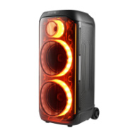 Колонка DEFENDER Boomer 130, 120Вт, TWS, Karaoke, BT/FM/USB/MicroSD/AUX/LED/ПДУ,бес.мик., черный Колонка DEFENDER Boomer 130, 120Вт, TWS, Karaoke, BT/FM/USB/MicroSD/AUX/LED/ПДУ,бес.мик., черный