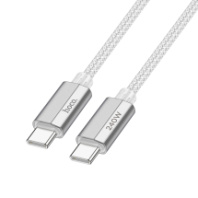 Кабель HOCO Type-C - Type-C U134, 5А, PD 240W, тканевая оплетка, 1,8м, серый