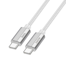 Кабель HOCO Type-C - Type-C U134, 5А, PD 240W, тканевая оплетка, 1,8м, серый