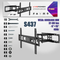 Кронштейн для LED телевизора 37"-80" до 45 кг, T580, Live-Power, наклонно-поворотный, черный Кронштейн для LED телевизора 37"-80" до 45 кг, T580, Live-Power, наклонно-поворотный, черный