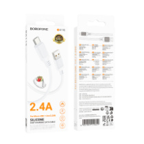 Кабель BOROFONE MicroUSB BX115, 2.4А, ПВХ, 1м, белый