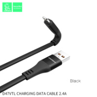 Кабель vDENMENv MicroUSB D47V, 2.4А, плоский кабель, тканевая оплетка, 1м, черный