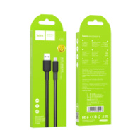 Кабель HOCO MicroUSB X69, 2.4А, плоский кабель, тканевая оплетка, 1м, черный/белый 1/30/300