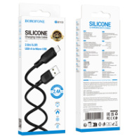 Кабель BOROFONE MicroUSB BX113, 2.4A, силиконовый, 2м, черный