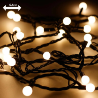 LED гирлянда КОСМОС 30 светодиодов, шарики белые 1см, 4,4метра (2.9+1,5м), 8 режимов мигания