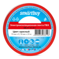 Изолента Smartbuy 0.18х19мм, 20 метров, красный Изолента Smartbuy 0.18х19мм, 20 метров, красный