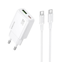 СЗУ BOROFONE BAS93A, 1USB/1Type-C, QC3.0+PD30W, 3А + Type-C/Type-C 1м, белый