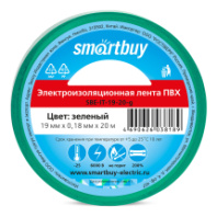 Изолента Smartbuy 0.18х19мм, 20 метров, зеленый Изолента Smartbuy 0.18х19мм, 20 метров, зеленый