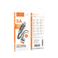 Кабель HOCO USB - Type-C X112, 5А, тканевая оплетка, с дисплеем, 1м, черный
