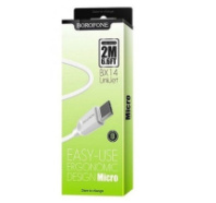 Кабель BOROFONE MicroUSB BX14, 2.4А, ПВХ, 2м, белый 1/200 Кабель BOROFONE MicroUSB BX14, 2.4А, ПВХ, 2м, белый 1/200