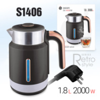 Чайник электрический Deespi DE-W05RB, 2000W, 1,8 л, нерж. сталь, черный