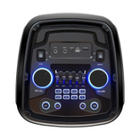 Колонка Ginzzu GM-242, 190W RMS, TWS, Karaoke, Bluetooth+FM+USB+SD+RGB+ПДУ, черный