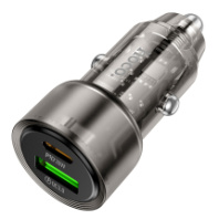 АЗУ Hoco Z52, 1USB/1Type-C, QC3.0+PD38W, 3A, прозрачный черный