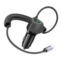 АЗУ BOROFONE BZ31E, 1USB, QC3.0+PD30W, 3A + встроенный Lightning 1м, черный