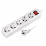 Сетевой удлинитель SmartBuy 5 розеток, 16А, 3500Вт, 2м, заземление, выкл., ПВС 3х1, белый