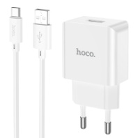 СЗУ Hoco C106A, 1USB, 2.1А + Type-C 1м, белый 1/30/180
