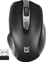 Мышь DEFENDER Prime MB-053, беспр.,опт.,6кн., 800-1600dpi, бесшумная, черный