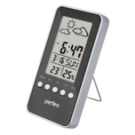 Часы- метеостанция Perfeo "Window" (время, темп., влажность, дата) (PF-S002A), черный