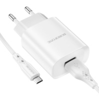 СЗУ BOROFONE BN1, 1USB, 2.1A + MicroUSB 1м, белый