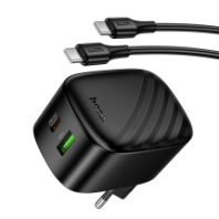 СЗУ Hoco CS101A, 1USB/1Type-C, QC3.0+PD20W, 3A + Type-C/Type-C 1м, белый