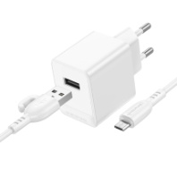 СЗУ BOROFONE BAS11A, 1USB, 2.1A + MicroUSB 1м, белый