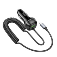 АЗУ Hoco Z58B, 1USB, QC3.0+PD30W, 3A + встроен. витой Lightning 1.7м, черный