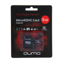 Карта памяти micro SD 8Gb Qumo class 10 с адаптером UHS-I 