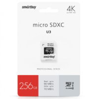 Карта памяти micro SD 256Gb SmartBuy PRO class 10 с адаптером UHS-I U3 Карта памяти micro SD 256Gb SmartBuy PRO class 10 с адаптером UHS-I U3
