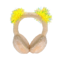 Наушники полноразмерные DMZ-112, AUX 3.5мм, меховые, с помпонами из мишуры, бежевый Наушники полноразмерные DMZ-112, AUX 3.5мм, меховые, с помпонами из мишуры, бежевый