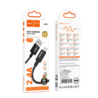 Кабель HOCO USB - Lightning X89, 2.4A, тканевая оплетка, 2м, черный