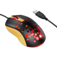 Мышь HOCO GM51, USB, подсвет.,пров.,опт.,6кн., 1200-3600dpi, черный/желтый