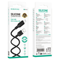 Кабель BOROFONE MicroUSB BX113, 2.4A, силиконовый, 3м, черный Кабель BOROFONE MicroUSB BX113, 2.4A, силиконовый, 3м, черный