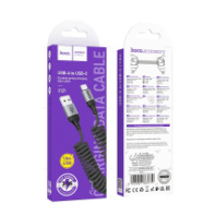 Кабель HOCO USB - Type-C X121, 3А, витой кабель, тканевая оплетка, 1.5м, черный