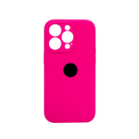 Чехол-накладка для iPhone 14 Pro Silicone Case, с закрытой камерой, кислотно-розовый