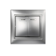 Выключатель 2-клавишный с индикатором Smartbuy "Венера",10А, серебро