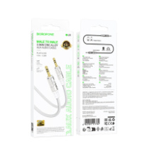 Кабель AUX 3.5мм (шт/шт) 1м BOROFONE BL22, тканевая оплетка, белый