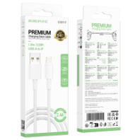 Кабель BOROFONE USB - Lightning BX117, 2.4А, тканевая оплетка, 1м, белый