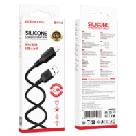 Кабель BOROFONE USB - Lightning BX113, 2.4A, силиконовый, 2м, черный