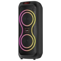 Колонка Ginzzu GM-114, 80W RMS, Bluetooth+FM+USB+SD+RGB+ПДУ, беспр. микрофон, черный