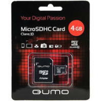 Карта памяти micro SD 4Gb Qumo class 10 с адаптером