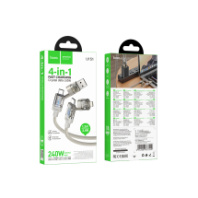 Кабель HOCO U151 4в1 Type-C/USB - Type-C/Lightning, 240W, тканевая оплетка, 1,2м, серый