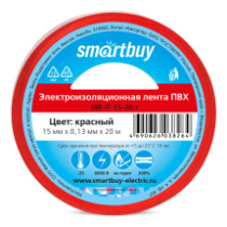 Изолента Smartbuy 0.13х15мм, 20 метров, красный