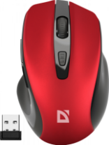 Мышь DEFENDER Prime MB-053, беспр.,опт.,6кн., 800-1600dpi, бесшумная, красный