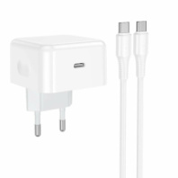 СЗУ Hoco C161A, 1Type-C, PD40W, + Type-C/Type-C 1м, белый