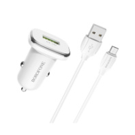 АЗУ BOROFONE BZ12A, 1USB, QC3.0, 3A + MicroUSB 1м, белый