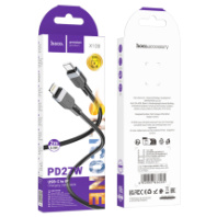 Кабель HOCO Type-C - Lightning X109, 3А, PD 27W, силиконовый, 2м, черный (мятая упаковка)