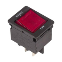 Выключатель автомат 250V 15А (4с) RESET-OFF красный с подсветкой REXANT