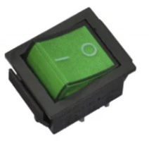 Выключатель клавишный 250V 16А (4с) ON-OFF зеленый с подсветкой