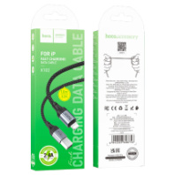 Кабель HOCO USB - Lightning X102, 2.4A, тканевая оплетка, 1м, черный
